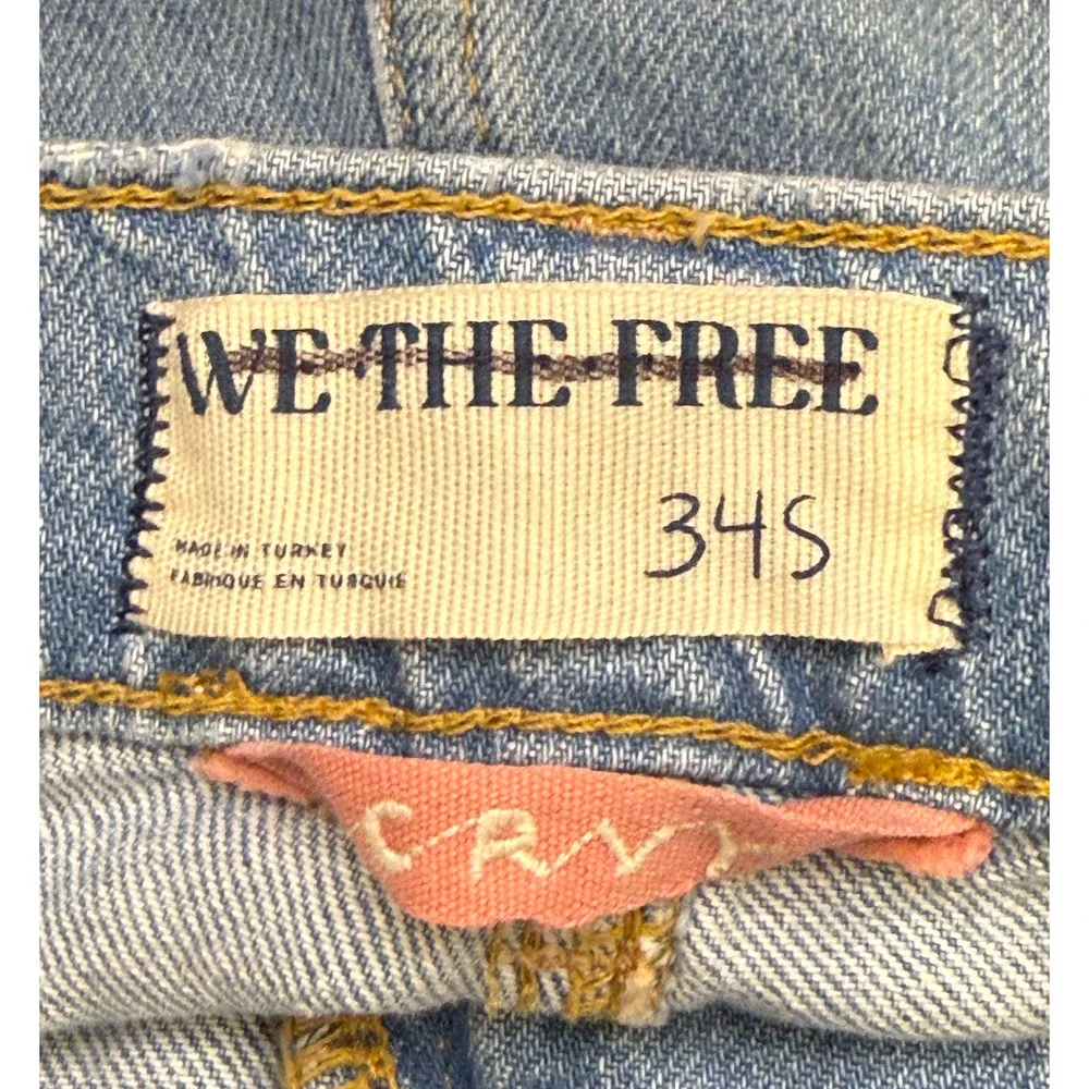 FREE PEOPLE WE THE FREE DISTRESSED CRVY LESSON LEARNED STRAIGHT LEG JEANS 34S 34